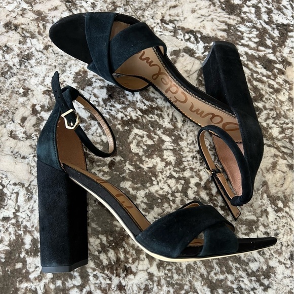 Sam Edelman Yancy Black Suede Ankle Strap Peep Toe Block Heel Sandal Size 9.5M - Picture 11 of 11
